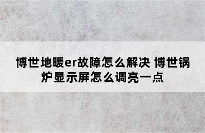 博世地暖er故障怎么解决 博世锅炉显示屏怎么调亮一点